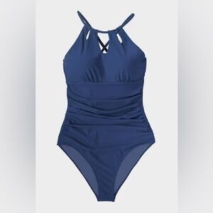 Women's One Piece Swimsuit High‎ Neck Tummy Control Swimwear Bathing Suit NWT